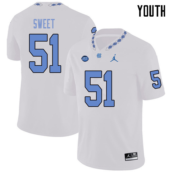 Jordan Brand Youth #51 William Sweet North Carolina Tar Heels College Football Jerseys Sale-White